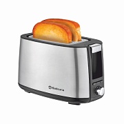 Тостер Sakura SA-7611S (750 Вт/ тостов - 2/ подогрев, размораживание, поддон для крошек/ металл)