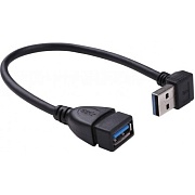 Кабель USB 3.0 AF - USB 3.0 AM KS-is (KS-401O) левый, розетка-вилка (угловая), скорость передачи до 5 Гбит/с, длина - 0,15 метров
