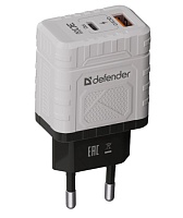 Сетевое зарядное устройство Defender UPA-132, (USB/Type-C/30W/PD/QC), Белое