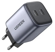 Сетевое зарядное устройство Ugreen CD294, (Type-C*2/3A/45W/PD/QC), Серое (90573)