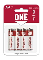 Батарейки BL4 Smartbuy ONE LR6/4B (48/480) (SOBA-2A04B-Eco) алкалиновая  BL4 (цена за 4 шт.)
