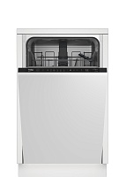 Машина посудомоечная встраиваемая 45 см Beko BDIS16020 (10 комплектов / 2 полки / расход воды - 9,5 л / Луч на полу / А++)