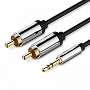 Кабель аудио Vention (3.5mm Jack M - 2xRCA M) длина 3м. черный