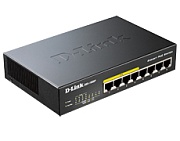 Коммутатор D-Link DGS-1008P, 8x 1000BASE-T, неуправляемый L2, PoE 4 порта 60 Вт