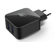 Сетевое зарядное устройство Borasco, (2*USB/2,1A), Черное