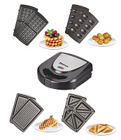 Мультипекарь Sakura SA-7420 (750 Вт/ гриль, сэндвичи, вафли, орешки / антипригарное покрытие/ корпус - металл, пластик)