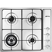 Поверхность газовая Smeg SR64S (Нерж.сталь / 4 конфорки / Эмалированные решетки / Электроподжиг / Газ контроль)