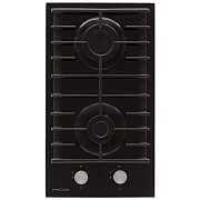 Поверхность газовая KRONA HAGEL 30 BL (Чёрный / 2 конфорки / 1,7 кВт / 2,8 кВт / закаленное стекло / чугун. реш.)