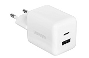 Сетевое зарядное устройство Ugreen X516, (USB/Type-C/3A/30W/PD/QC), Белое (65015)