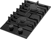 Поверхность газовая Schaub Lorenz SLK GY3225 (Чёрный / 2 конфорки / 1 кВт / 3кВт / закаленное стекло / чугун. реш. / газ-контроль / эл. поджиг)