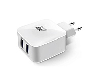 Сетевое зарядное устройство Borasco, (2*USB/2,1A), Белое