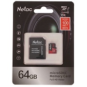 Память micro Secure Digital Card  64Gb class10 Netac Extreme Pro / c адаптером SD A1,V30,UHS-I Class3(U3) /NT02P500PRO-064G-R/