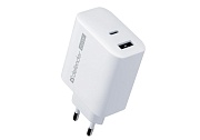 Сетевое зарядное устройство Defender UPA-165, (USB/Type-C/65W/GAN/PD/QC), Белое
