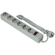 Сетевой фильтр ExeGate SP-6-5G (6 евророзетки с заземлением, 5м, защита от перегрузки, выключатель с подсветкой, серый)