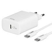 Сетевое зарядное устройство TFN GaN WC-33-2105-WH (USB+USB Type-C/3A/33W/быстрая зарядка QC+PD/белое)