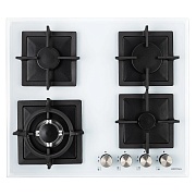 Поверхность газовая KRONA CALORE 60 WH (Белый / 4 конфорки /1,7 кВт / 2,6 кВт / 3,8 кВт WOK / 1 кВт / закаленное стекло / чугун. реш.)