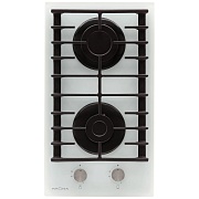 Поверхность газовая KRONA HAGEL 30 WH (Белый / 2 конфорки / 1,7 кВт / 2,8 кВт / закаленное стекло / чугун. реш.)