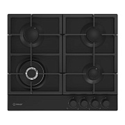 Поверхность газовая Indesit THPM 642 WS/BL/I (Чёрный / чугун. решетки / 4 конфорки (1,75/1,0/1,75/3,3 кВт) / WOK / газконтроль / электроподжиг)