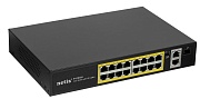 Коммутатор Netis P116GH (L2) 16x100Мбит/с 2x1Гбит/с 1SFP 16PoE 16PoE+ 240W неуправляемый