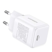 Сетевое зарядное устройство Ugreen X513, (Type-C/3A/30W/PD/QC), Белое (65009)