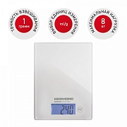 Весы кухонные Redmond RS-772, белые (электронные/ платформа/ предел 8 кг/ точность 1 г/ тарокомпенсация)