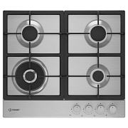 Поверхность газовая Indesit THPM 642 W/IX/I (Нерж. сталь / чугун. решетки / 4 конфорки (1,75/1,0/1,75/3,3 кВт) / WOK / газконтроль / электроподжиг)
