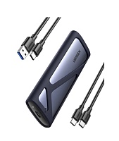 Внешний бокс для SSD M2 Ugreen (90264) M.2 NVMe/M.2 SATA Hard Drive Enclosure 10Gbps с кабелем SB-C - USB-C и USB-C - USB-A. Цвет: серый