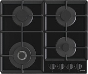 Поверхность газовая Gorenje GTW641EB (Essential / Чёрный / закаленное стекло / чугун / WOK)