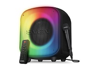 Беспроводная портативная колонка SVEN PS-555 / 65W / Микрофон в комплекте / Bluetooth / Батарея 4000mAh / LED подсветка / дисплей / караоке / Чёрный /