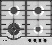 Поверхность газовая Haier HHX-M64ROVX (Нерж. сталь / чугун. решетки / 4 конфорки (1,75/1,0/1,75/5,0 кВт) / WOK / газконтроль)