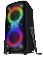 Беспроводная акустическая система SVEN PS-1000 / 2х80W / USB / FM / Bluetooth / LED-display / Батарея 8000 мАh / AC power / Чёрный / материал – пласти