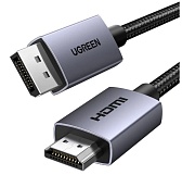 Кабель Displayport - HDMI Ugreen DP 125 (35843), DP v1.2, HDMI v1.4 4K@30Hz, вилка-вилка, длина - 3 метра