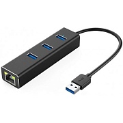 Сетевой адаптер USB KS-is KS-405 с хабом USB 3.0 на 3 порта 3.0 - RJ45 10/100/1000 Мбит/сек
