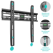 Кронштейн для ТВ ONKRON FM2 чёрный, фиксированный, для 32"-65", нагрузка до 50 кг, расстояние до стены 30 мм