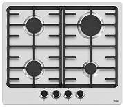 Поверхность газовая Haier HHX-M64CNX (Нерж. сталь / чугун. решетки / 4 конфорки (1,75/1,0/1,75/3,0 кВт) / газконтроль)