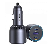Автомобильное зарядное устройство UGREEN EC703, (USB/Type-C*2/PD/QC/75W), Серое