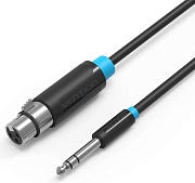 Кабель аудио Vention (Jack 6.5 M - XLR F) длина 2 м. черный