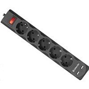 Удлинитель с сетевым фильтром Defender 6 розеток 3м, DFS-153 чёрный 99495