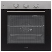 Духовой шкаф KRONA ELEMENT plus 60 IX (78 л / до 260 °C / Чёрное стекло + нерж. сталь / Традиционная очистка / Гриль / Рельефные направляющие / А)