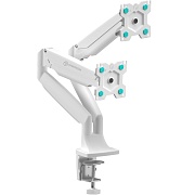Крепление для двух мониторов ONKRON G200 белый, для 13"-32", наклон 90°, поворот 180°, нагрузка до 18 кг, расстояние до стола 0-605 мм