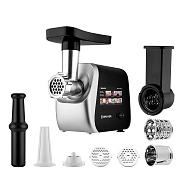 Мясорубка Brayer BR1608 (2000 Вт / 2 кг/мин / корпус - пластик / лоток - пластик / реверс / 6 насадок / чёрный)