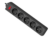 Удлинитель с сетевым фильтром Defender ES 3 (5 розеток, 3 метра), черный