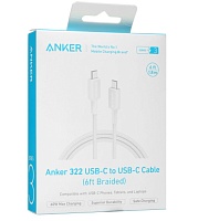 Кабель Anker 322 Type C - Type C, 1.8м, (60W), Белый