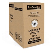 Витая пара Exegate SFTP, CAT 5E, медь, 24AWG, 4 пары, бухта 305м, PVC, серый (EX281809RUS)