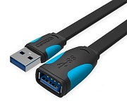 Удлинитель USB 3.0 AM - USB 3.0 AF Vention (VAS-A13-B150), розетка-вилка, скорость передачи до 5 Гбит/с, длина - 1.5 метра