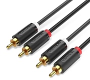 Кабель аудио Vention (2RCA M - 2RCA M) длина 2м. черный