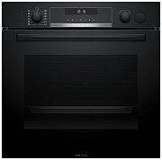 Духовой шкаф с добавлением пара Bosch HRA5380B0 (Serie6 / 71 л / до 275 °C / Черное стекло / Гриль / Каталитич. / резервуар 250 мл / A)