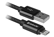 Кабель Defender ACH01-03T PRO Lightning - USB, 1м, Черный