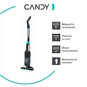 Пылесос вертикальный Candy CVC600B-C (питание - от сети, 600Вт, контейнер 0,8 л, кабель - 5 м)